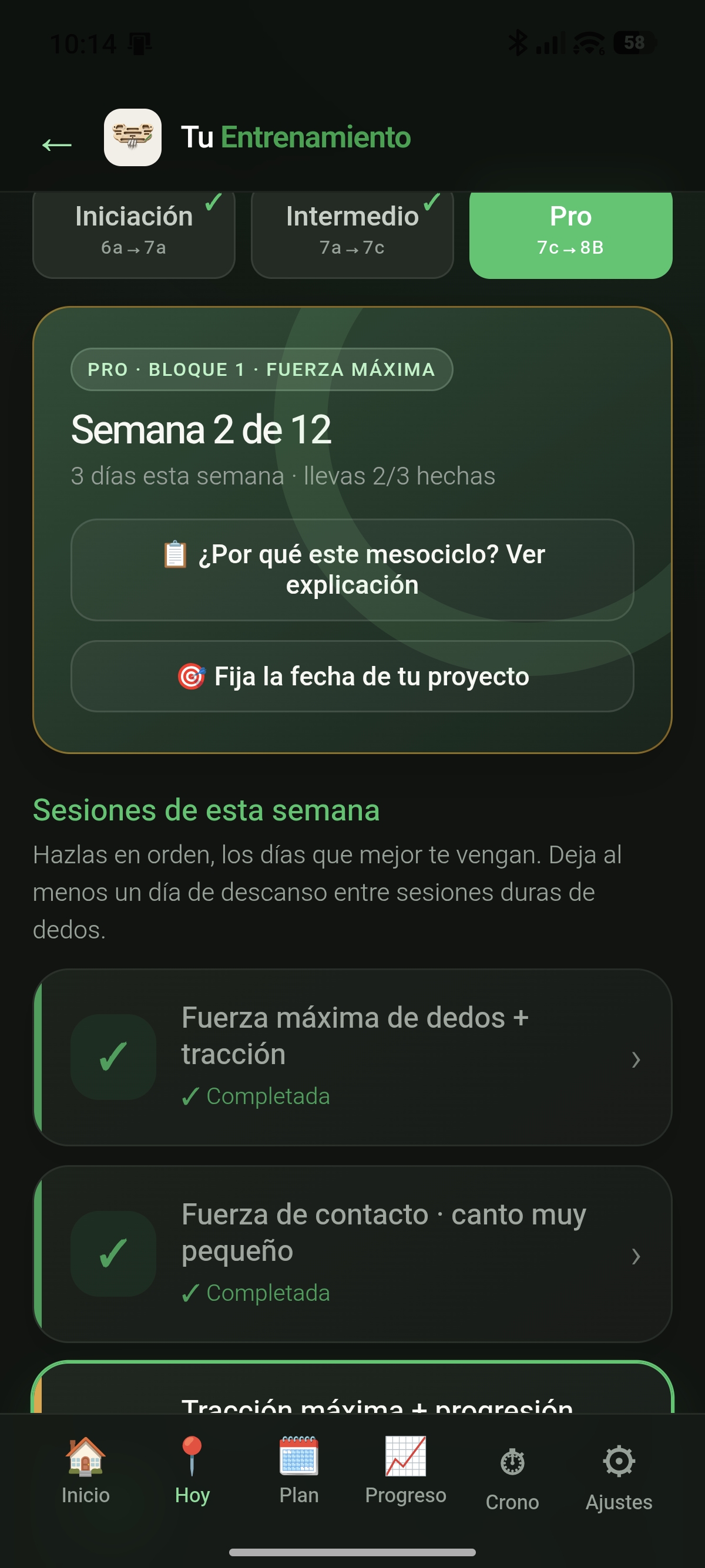 Semana de entrenamiento guiado