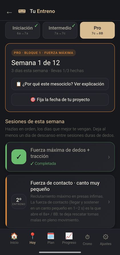 Tu plan semanal de entrenamiento