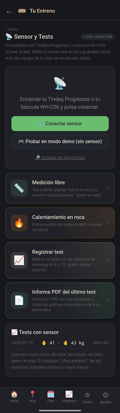 Sensor de fuerza Bluetooth midiendo en kg
