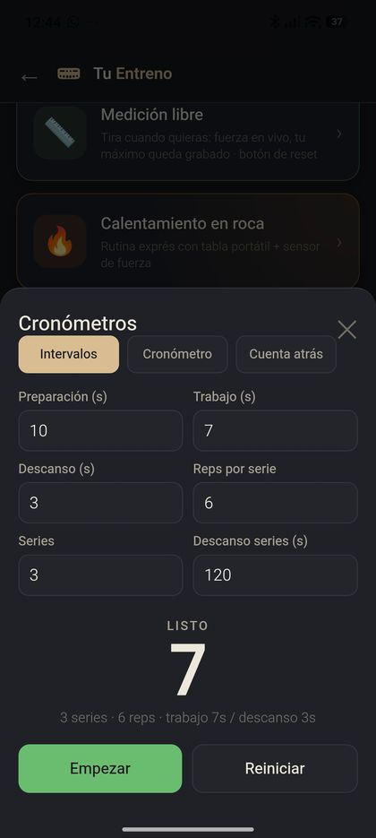 Cronómetro de entrenamiento integrado