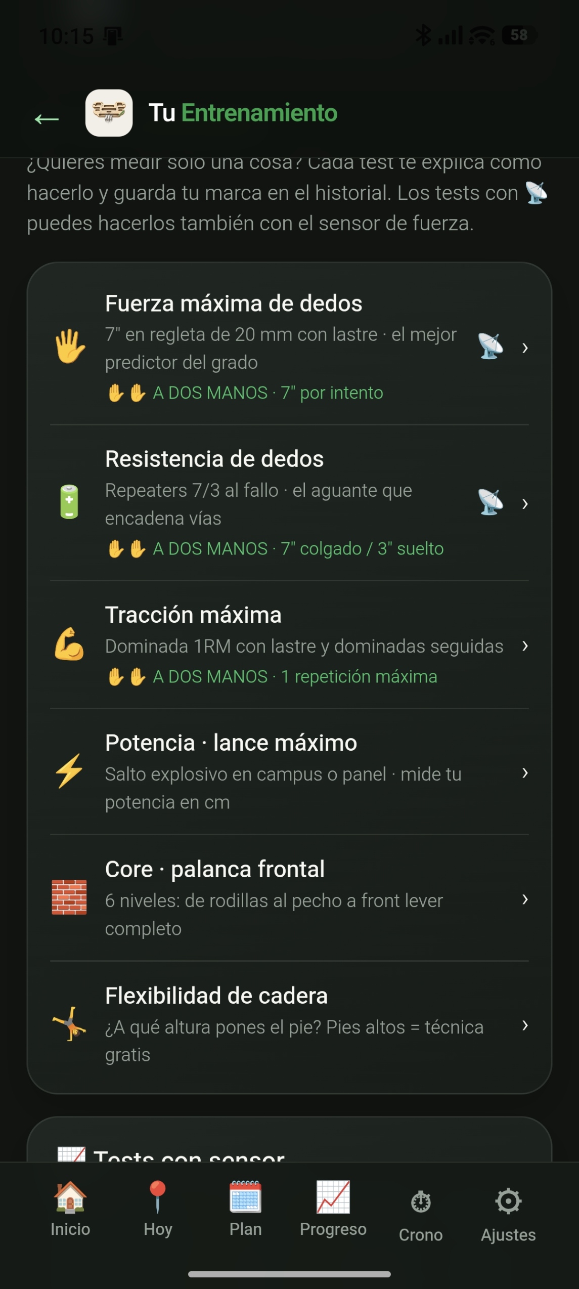 Control de peso y fuerza relativa